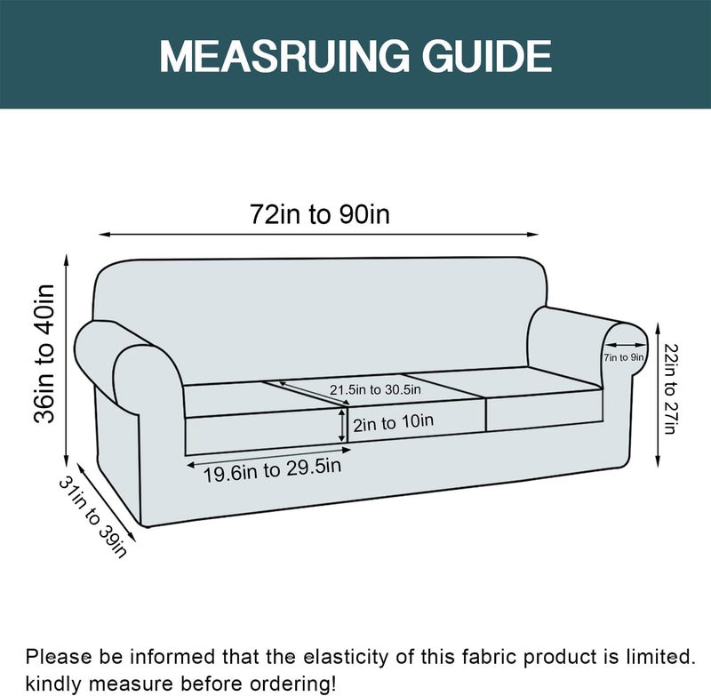 FantasDecor 4 Piece Sofa Velvet Couch Covers for 3 Cushion Stretch Slipcover with Individual Seat Cushion Elastic Furniture Protector for Pets, Machine Washable (Sofa, Taupe) - Image 2
